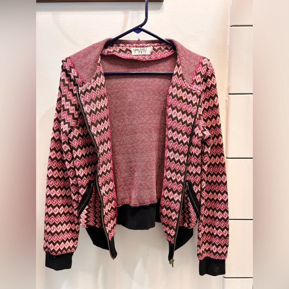 Funky People Pink and Brown Knit Jacket